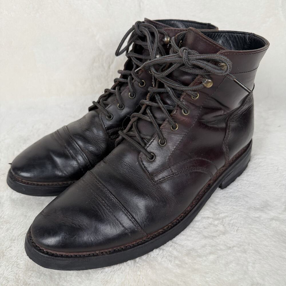Men’s Thursday Boot Co Brown Leather Captain Lace Up Boots Vibram Size 9.5